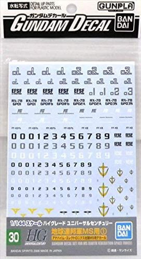 Bandai Gundam Decal No.30 for HGUC 1/144 MS Earth Federation Space Force (1) (Anaheim MS)