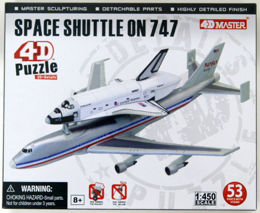 Aoshima 4D Puzzle 1/450 Space Shuttle and 747 Plastic Model