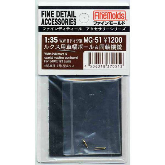 Fine Molds MG51 Width indicators & Machine Gun Barrel SdKfz.123 Luchs 1/35 Scale