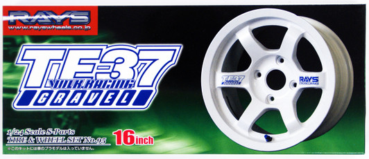 Aoshima 40225 Tire & Wheel Set Volk Racing TE37 Gravel 16 inch 1/24 Scale Kit