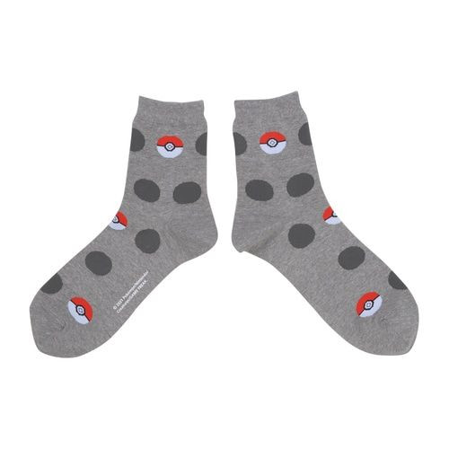 Pokemon Center Original Middle Socks Poke Ball Dot Gray (25-27cm)