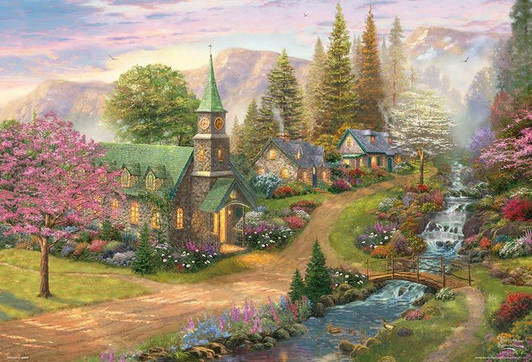 Beverly S92-508 Jigsaw Puzzle Sunday Morning Chapel by Thomas Kinkade (2000-S Pieces)