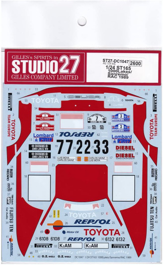 Studio27 1/24 Celica GT-FOUR ST165 Monte 1000Lakes/Sanremo/RAC 1989 Decal