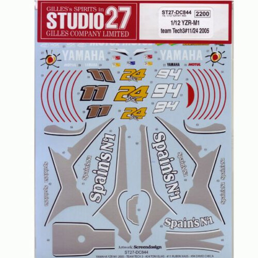 Studio27 1/12 Yamaha YZR-M1 Tech3 #11/24/94 2005 Decal