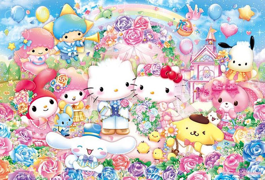 Beverly 31-519 Jigsaw Puzzle Hello Kitty and Sanrio Characters Happy Wedding Party (1000 Pieces)