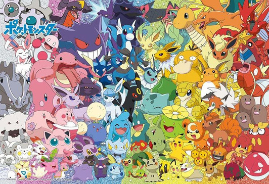 Beverly 100-028 Jigsaw Puzzle Get Together with Colorful Pokemon (100 L-Pieces)