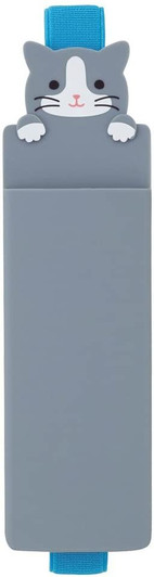 LIHIT LAB. Smart Fit PuniLabo Book Band Pen Case Gray Cat