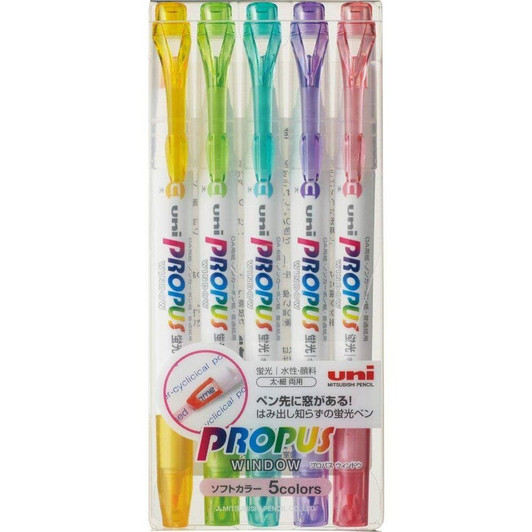 Mitsubishi Pencil Propus Window Highlighter Soft color 5 color set
