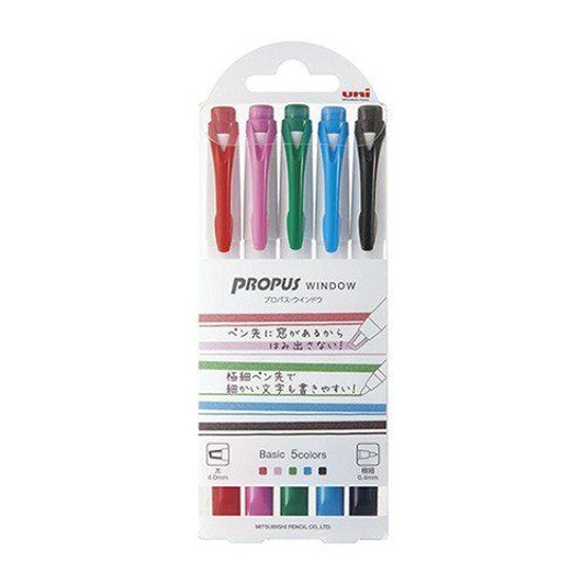 Mitsubishi Pencil Propus Window Highlighter Basic color 5 color set