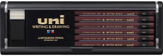 Mitsubishi Pencil uni Writing and Drawing Hexagonal Body Pencil 4H (1 Dozen)