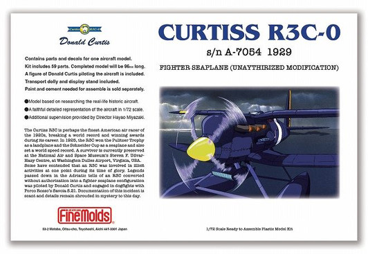 Fine Molds 1/72 Studio Ghibli Porco Rosso Curtiss R3C-0 Seaplane Plastic Model