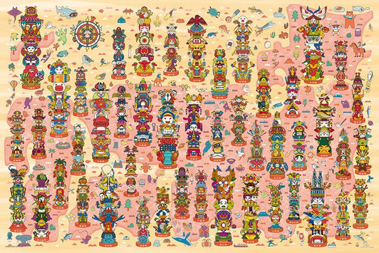 Yanoman 10-1393 Jigsaw Puzzle Totem Poles Around Japan (1000 Pieces)