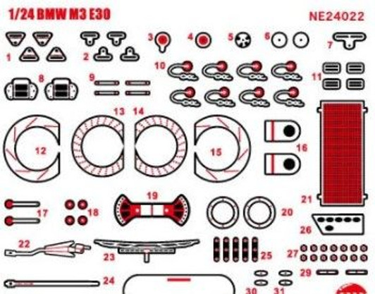 Platz Racing Series 1/24 BMW M3 E30 Gr.A 1990 Inter TEC Class Winner in Fuji Speedway Detail Up Parts