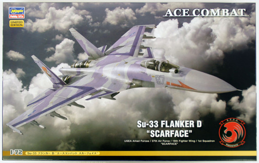 Hasegawa SP332 Ace Combat Su-33 Flanker D Ace Combat Scar Face 1/72 Scale Kit