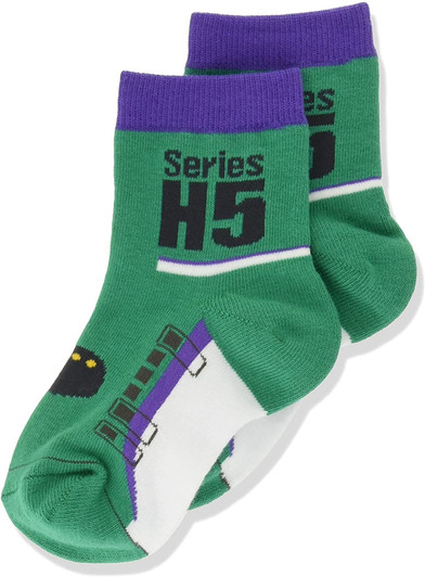 Railway Socks for Kids (Tetsushita Long) Series H5 Hayabusa (Size 15-21cm)