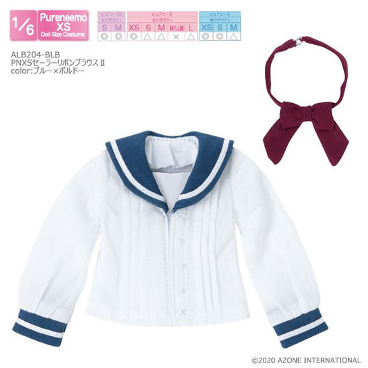 Azone ALB204-BLB 1/6 Pure Neemo XS Sailor Ribbon Blouse 2 (Blue & Bordeaux)