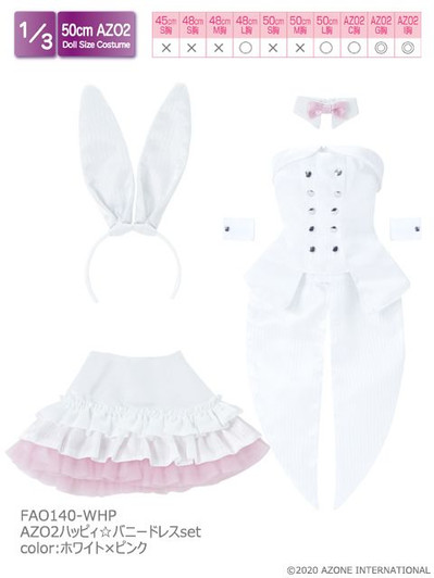 Azone FAO140-WHP 1/3 Azo2 Happy Bunny Dress Set (White & Pink)