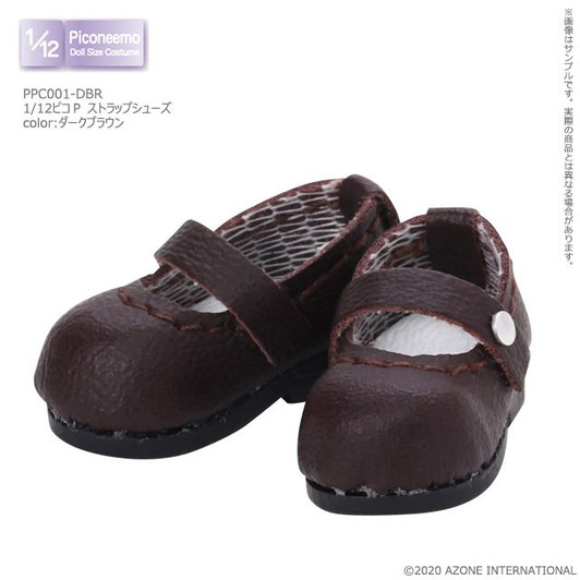 Azone PPC001-DBR 1/12 Picco Neemo Picco P Strap Shoes (Dark Brown)