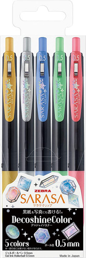 Zebra Sarasa Clip Ballpoint Pen 0.5mm Decoshine Color 5 Color Set