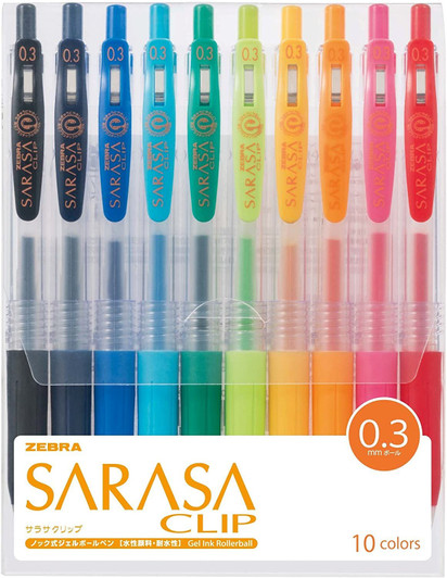 Zebra Sarasa Clip Ballpoint Pen 0.3mm 10 Color Set