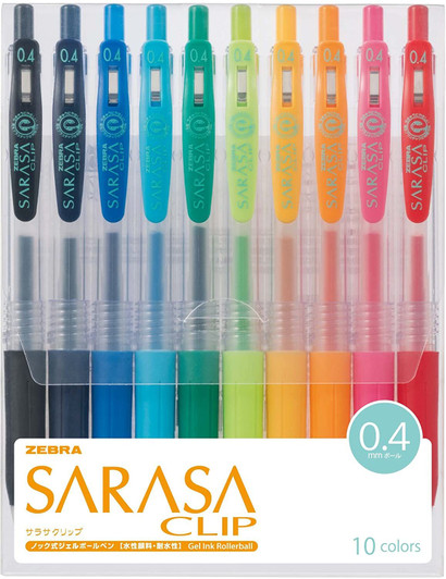 Zebra Sarasa Clip Ballpoint Pen 0.4mm 10 Color Set