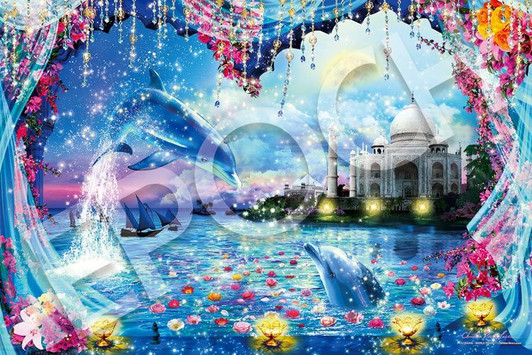 Epoch 23-721s Jigsaw Puzzle Lassen Dolphins in Taj Mahal World Travel (Glow in the Dark) (2016 S-Pieces)