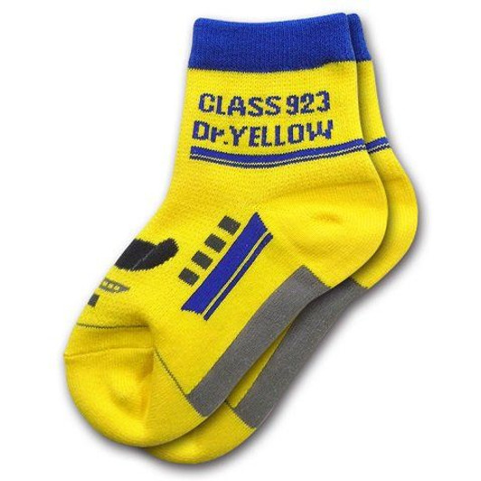Railway Socks for Kids (Tetsushita Long) Doctor Yellow (Size 15-21cm) Mesh Type