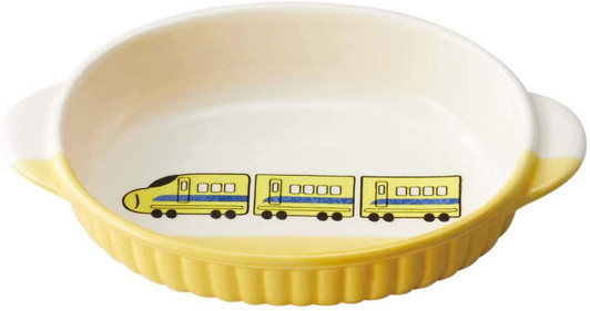 Santo Banko Ware (Banko-yaki) Oval Dish for Kids Bullet Train Yellow Santo Banko Ware (Banko-yaki) Oval Dish for Kids Bullet Train Yellow