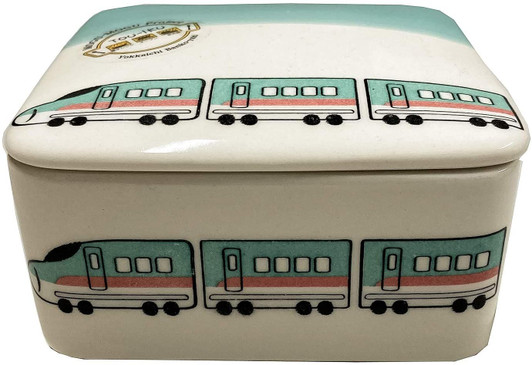 Banko Ware (Banko-yaki) Box Type Dish with Lid Bullet Train Emerald