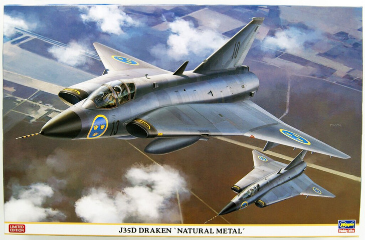 Hasegawa 07434 J35D Draken Natural Metal Limited Edition 1/48 Scale Kit (4967834074347)