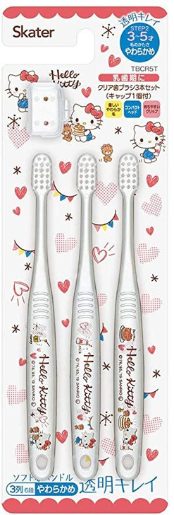 Skater Clear Soft Toothbrush Set (3 pcs) For Kindergarten Kids Hello Kitty