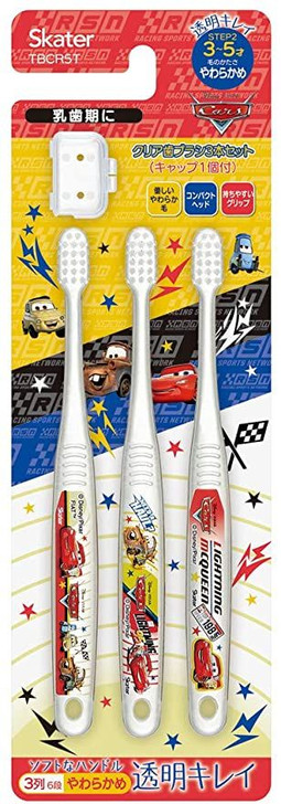 Skater Clear Soft Toothbrush Set (3 pcs) For Kindergarten Kids Cars