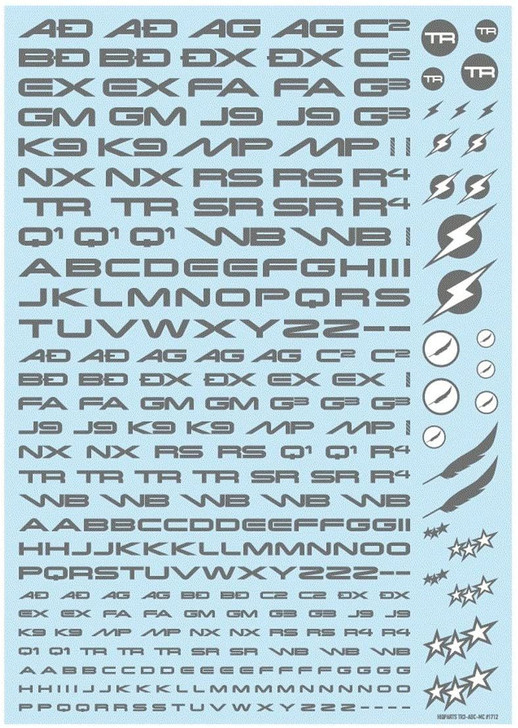HiQparts TR Decals 3 Alphabet Gray