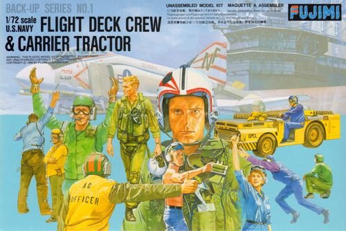 Fujimi Bup01 350011 US Navy Flight Deck Crew & Carrier Tracter 1/72 Scale Kit (4968728350011)