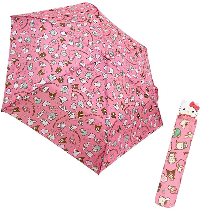 J's Planning Sanrio Character Die-cut Folding Umbrella 'Hello Kitty' (Pink)