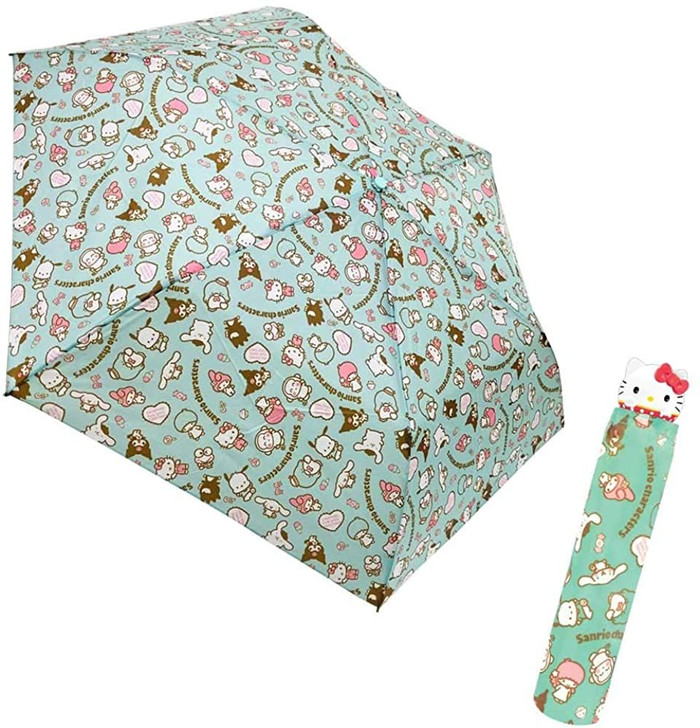 J's Planning Sanrio Character Die-cut Folding Umbrella 'Hello Kitty' (Blue)