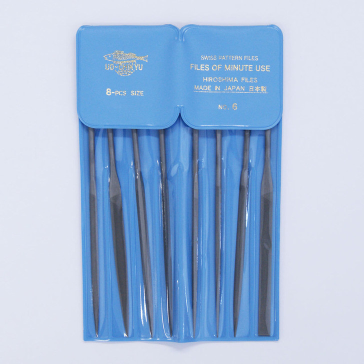 UO-CHIKYU 02-0800 Precision Needle Files Hiroshima Files 8 pcs Set (Teeth #6)