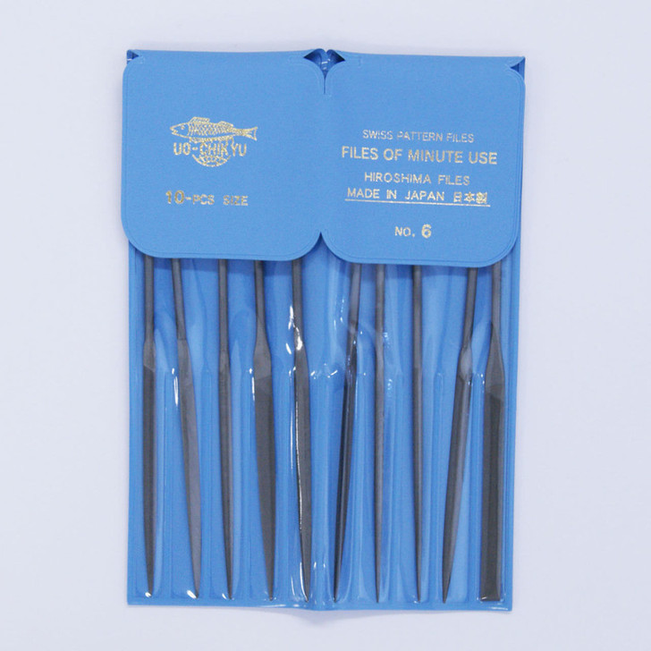 UO-CHIKYU 03-1000 Precision Needle Files Hiroshima Files 10 pcs Set (Teeth #6)