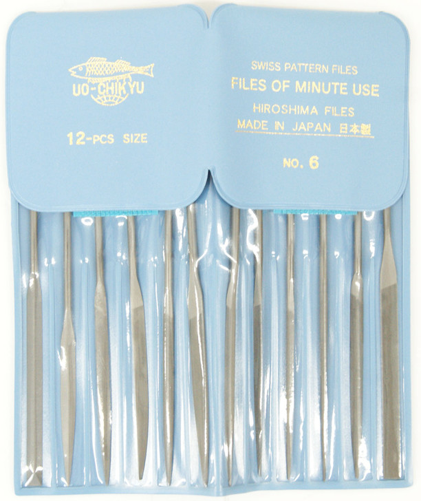 UO-CHIKYU 04-1200 Precision Needle Files Hiroshima Files 12 pcs Set (Teeth #6) (2010011000157)