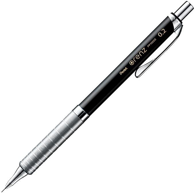 ぺん Pentel Orenz Metal Grip Mechanical Pencil 0.2mm (Black)