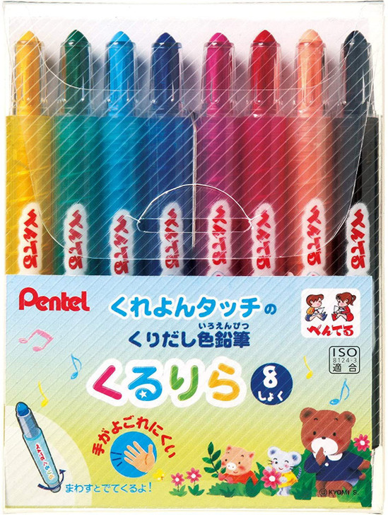 Pentel Kururira Crayon Touch Color Pencil 8 Color Set