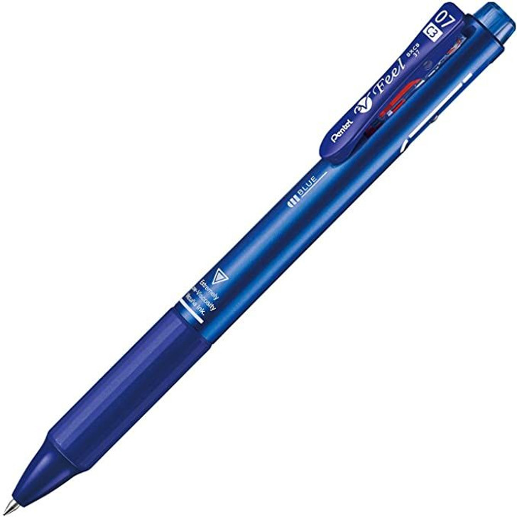 Pentel Vicuna Feel 3 Color Ballpoint Pen 0.7mm (Metallic Blue)
