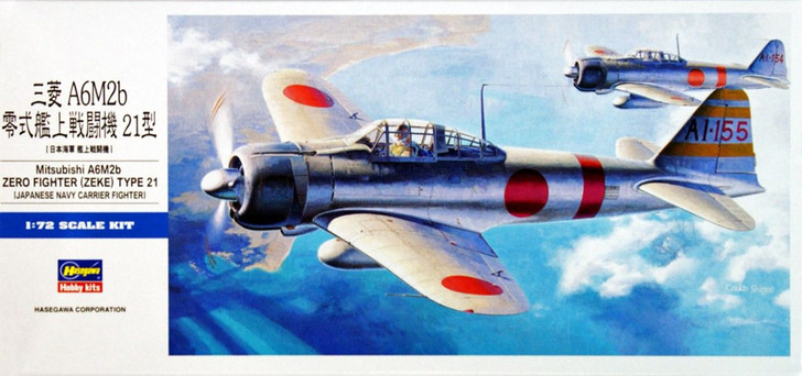 Hasegawa 1/72 A6M2b Zero Fighter (Zeke) Type 21 Japanese Navy Carrier Fighter Plastic Model