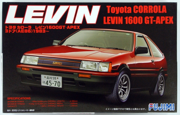 Fujimi ID-9 Toyota AE86 Levin 1600GT APEX 1/24 Scale Kit (4968728038650)