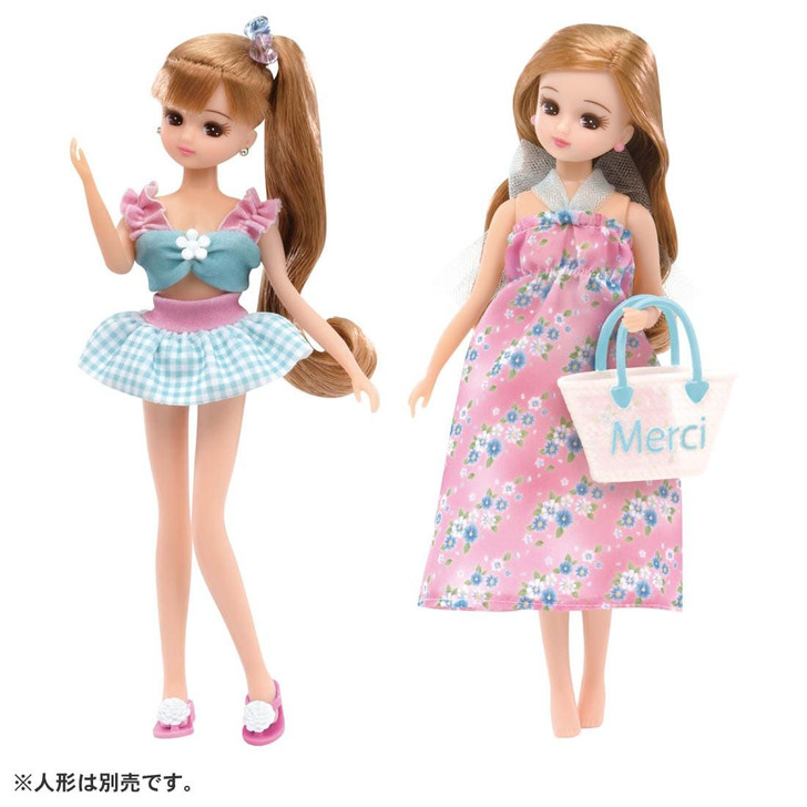 Licca Doll LW-13 #Licca #Gingham Check & Flower Swimsuit Set