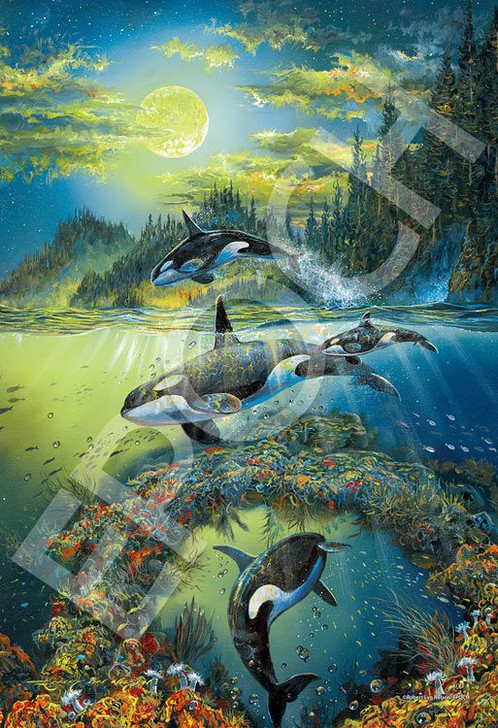 Epoch 28-337s Jigsaw Puzzle Marine Art Collection Orca Ocean Souls (300 Pieces) (Glow in the Dark)