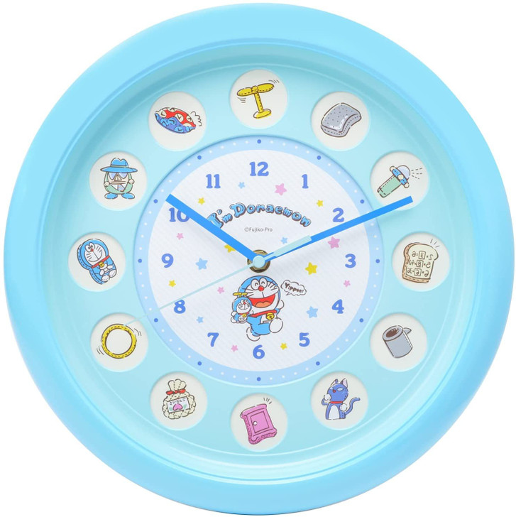 T's Factory Doraemon Circle Window Wall Clock Blue