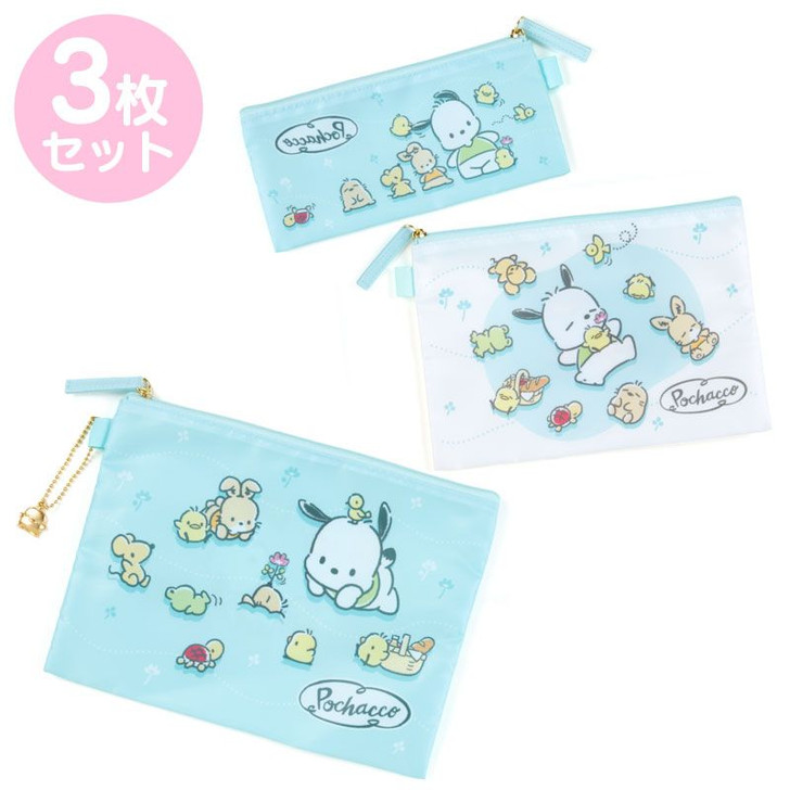 Sanrio Flat Pouch Set Pochacco (Spring Version)