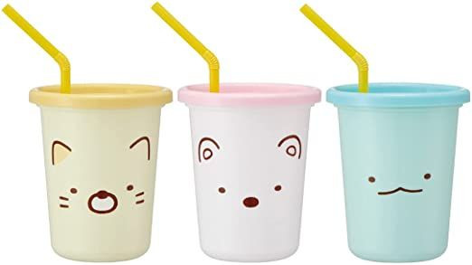 Skater Tumbler Set with Straws (3 pcs) Sumikko Gurashi Face