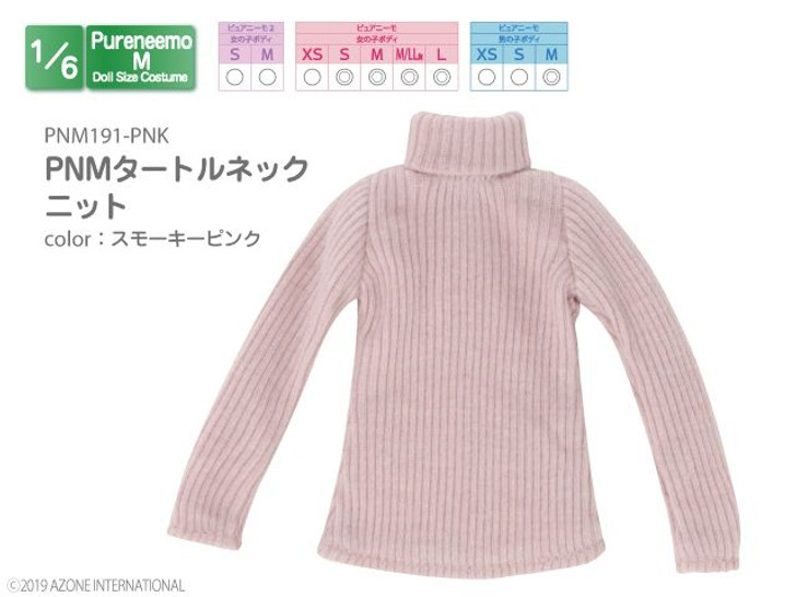 Azone PNM191-PNK 1/6 Pure Neemo M Knitted Turtle Neck (Smoky Pink)